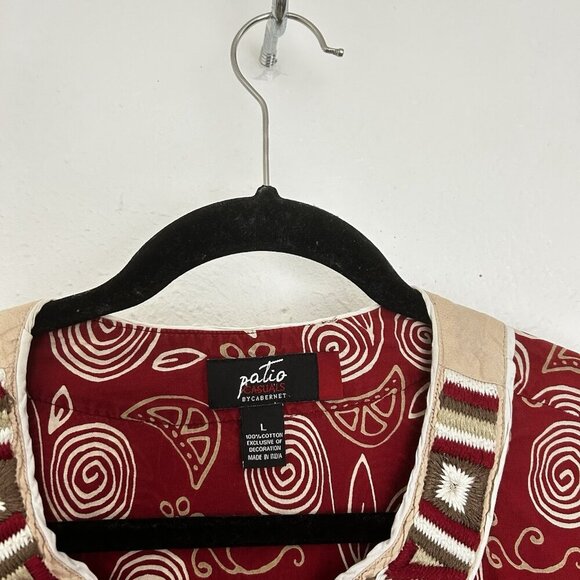 Patio Casuals By Cabernet Maxi Dress Floral Print Kaftan Patio Embroidered Sz L - Picture 7 of 12